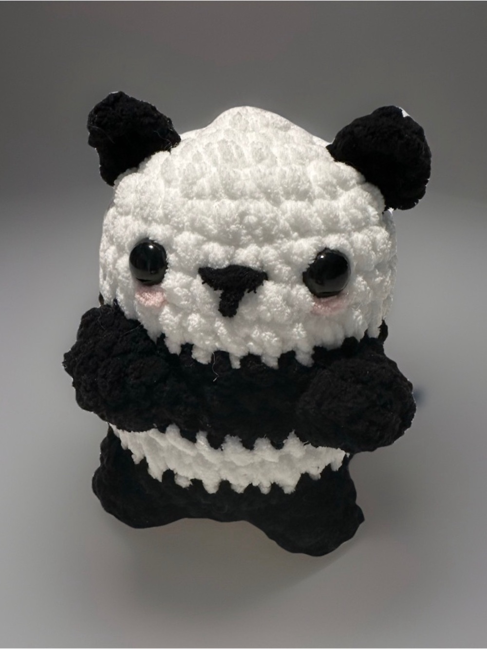 Plush Panda Stuffed Animal - Black & White Cuddly Crochet Toy - Picture 6 of 6